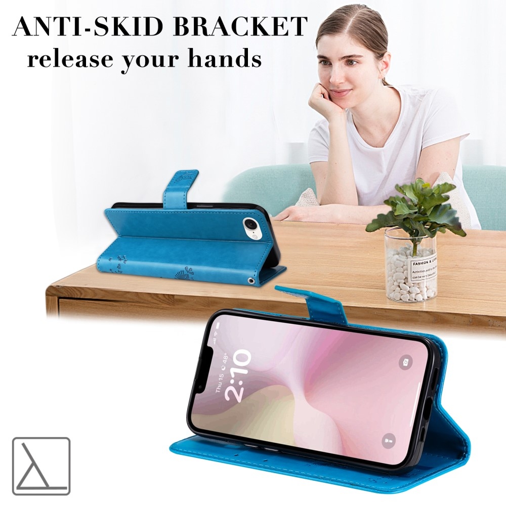 Fák könyvtáska iPhone 16e készülékhez - kék