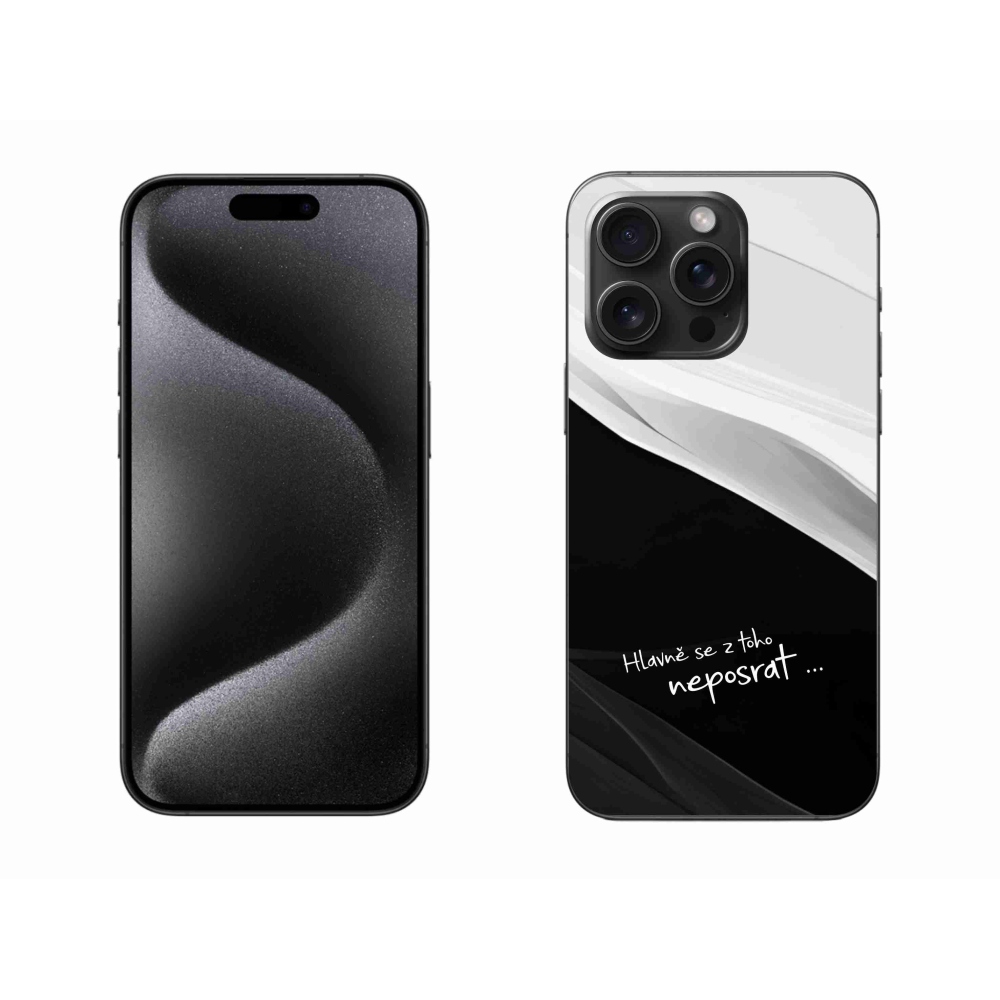 Gél borítás mmCase iPhone 15 Pro Max készülékhez - vicces szöveg 13 fekete és fehér háttérrel