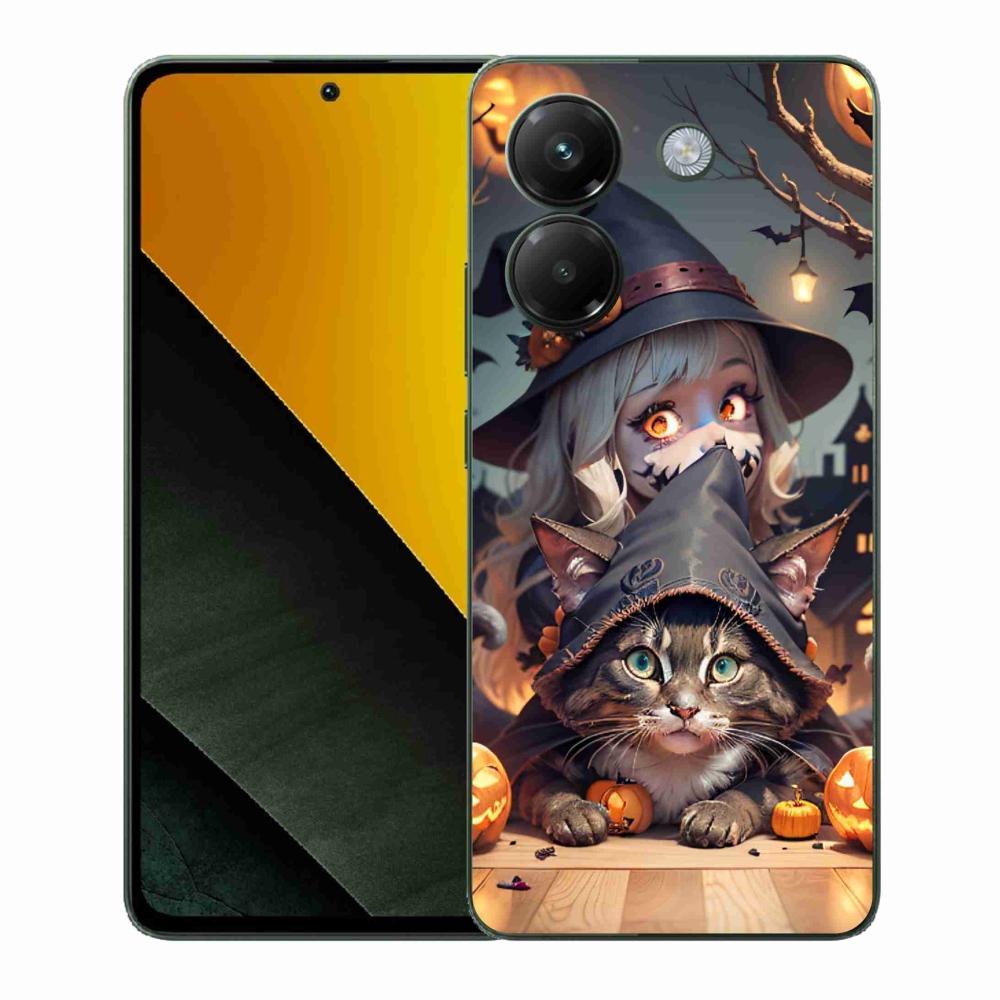 Gél borítás mmCase a Xiaomi Poco M7 Pro 5G számára - boszorkány macskával