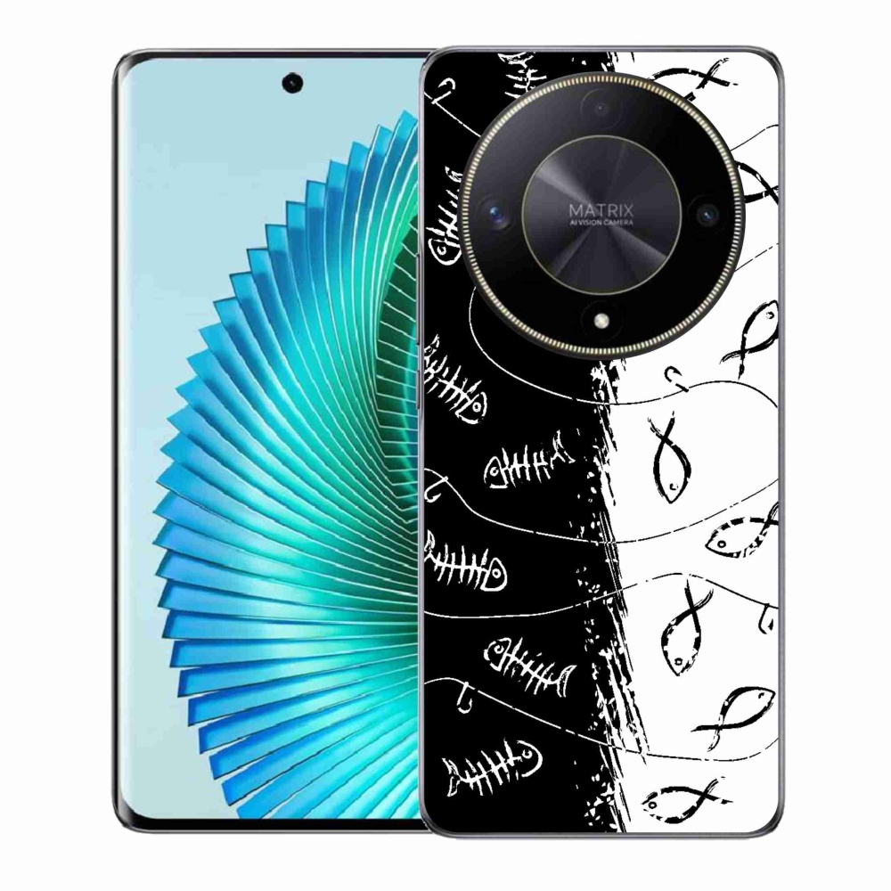 Zselés borítás mmCase a Honor Magic 6 Lite 5G számára - csontvázak és halak