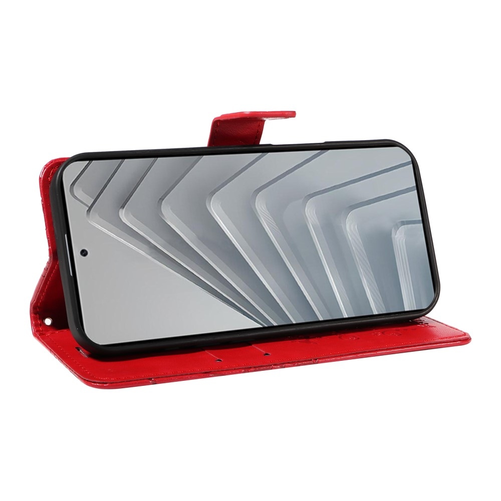 Nagy pillangó könyv tok Xiaomi Redmi Note 14-hez - piros