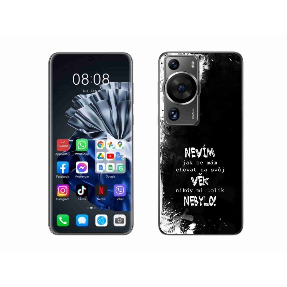 Gél borító mmCase a Huawei P60 Pro készülékhez - vicces szöveg 14 fekete háttér