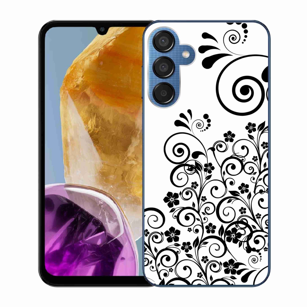 Gél borítás mmCase Samsung Galaxy M15 5G - fekete-fehér virágminták
