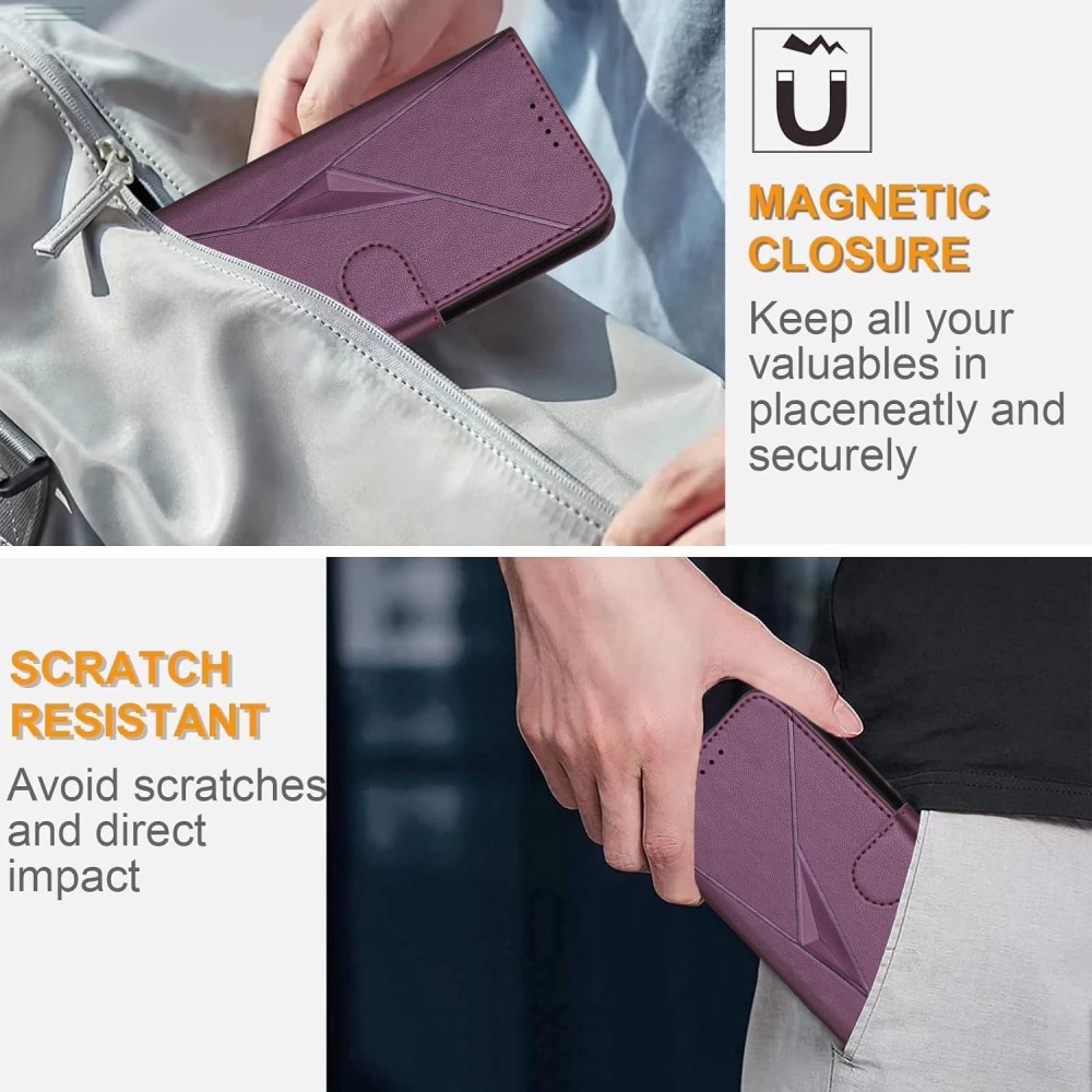 Háromszögek könyvtáska Honor 400 Lite-hoz - sötétlila