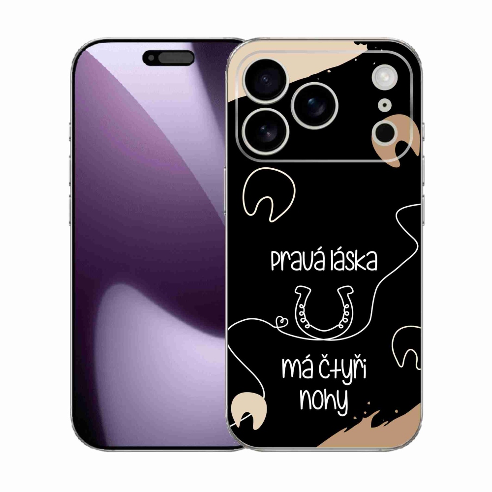 Gél borítás mmCase iPhone 17 Pro készülékhez - Ló motívum fekete háttér