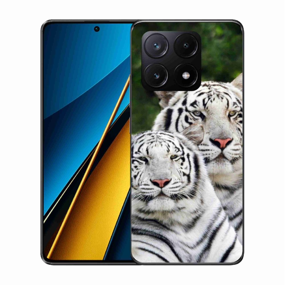 Gél tok mmCase a Xiaomi Poco X6 Pro 5G-hez - fehér tigrisek
