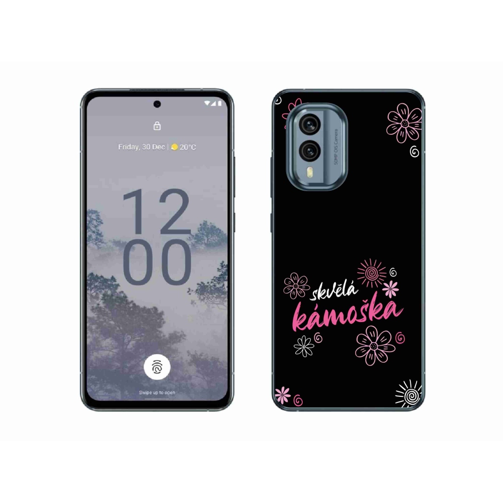 Zselés borítás mmCase a Nokia X30 5G készülékhez - nagyszerű haver fekete háttérrel