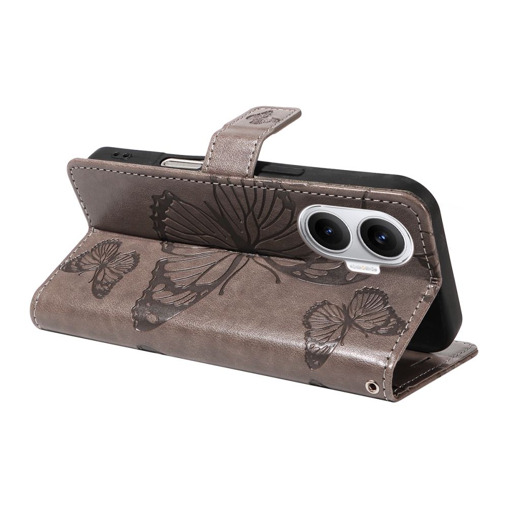 Nagy pillangó könyv tok a Xiaomi Poco F7 5G-hez - szürke