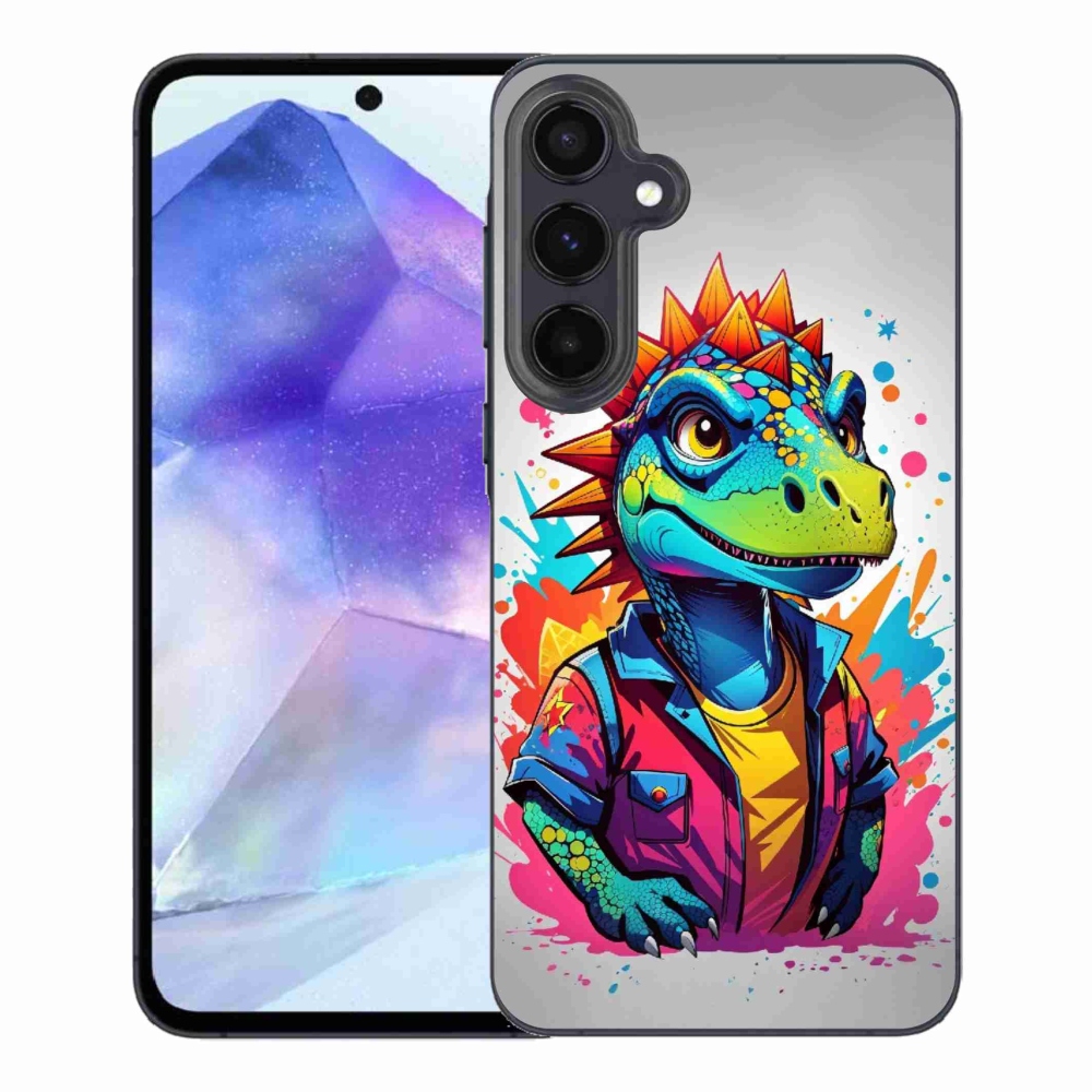 Zselés borítás mmCase Samsung Galaxy A55 5G - színes dinoszauruszhoz