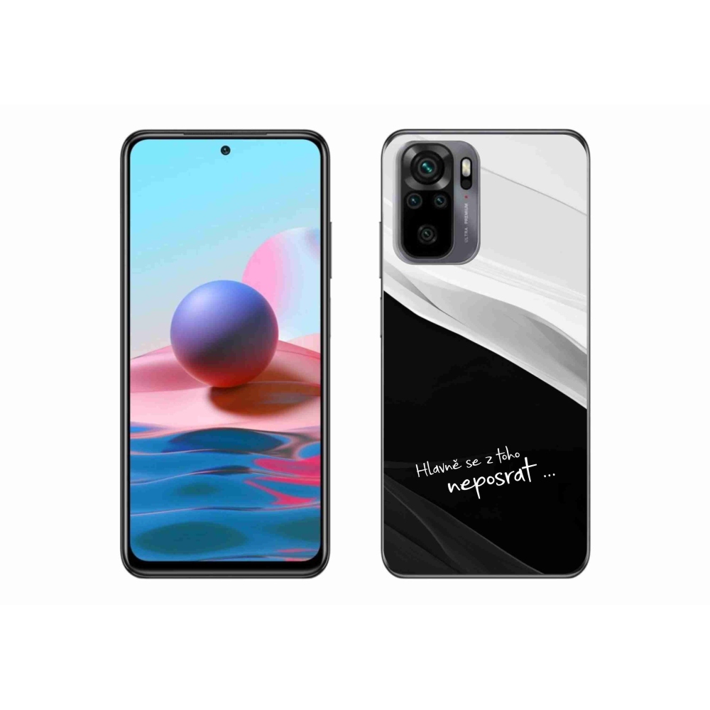 Gél borító mmCase a Xiaomi Redmi Note 10 4G-hez - vicces szöveg 13 fekete és fehér háttérrel
