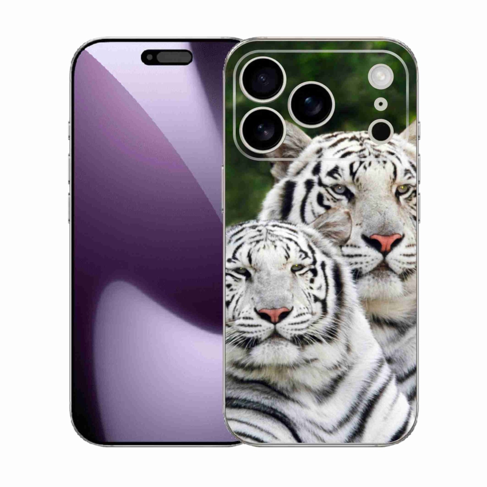 Zselés borítás mmCase iPhone 17 Pro készülékhez - fehér tigrisek