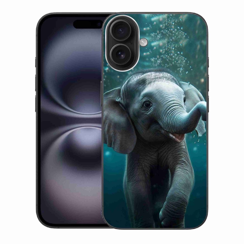 Zselés borítás mmCase iPhone 16 Plus készülékhez - elefánt a víz alatt