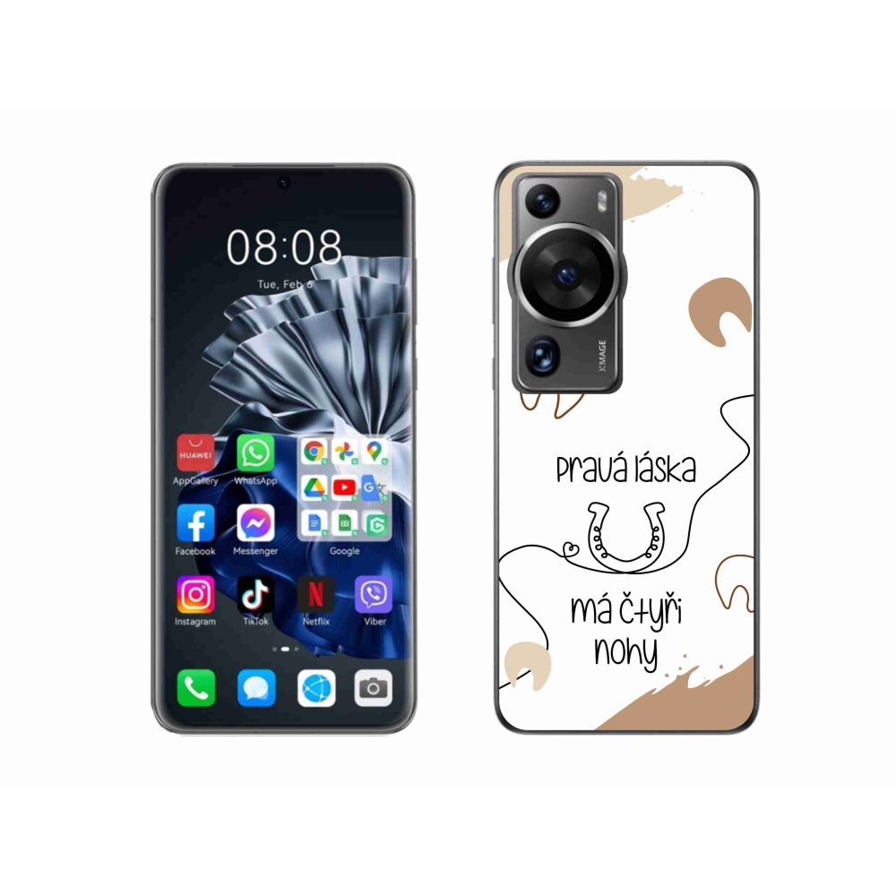 Gél borítás mmCase a Huawei P60 Pro készülékhez - ló motívum fehér háttérrel