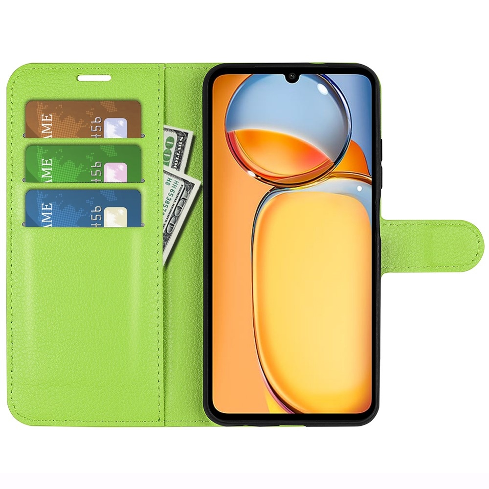 Litchi könyv tok a Xiaomi Poco C65/Redmi 13C-hez - zöld
