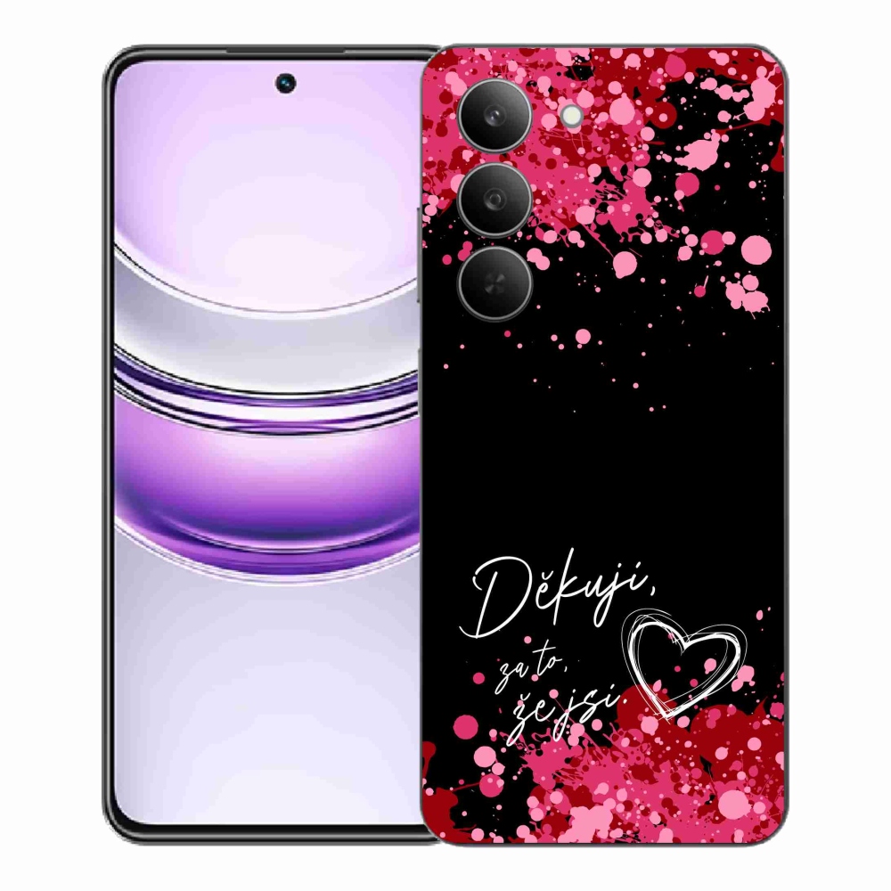 Gél borító mmCase a Realme 14x 5G készülékhez - text in love 2 fekete háttérrel