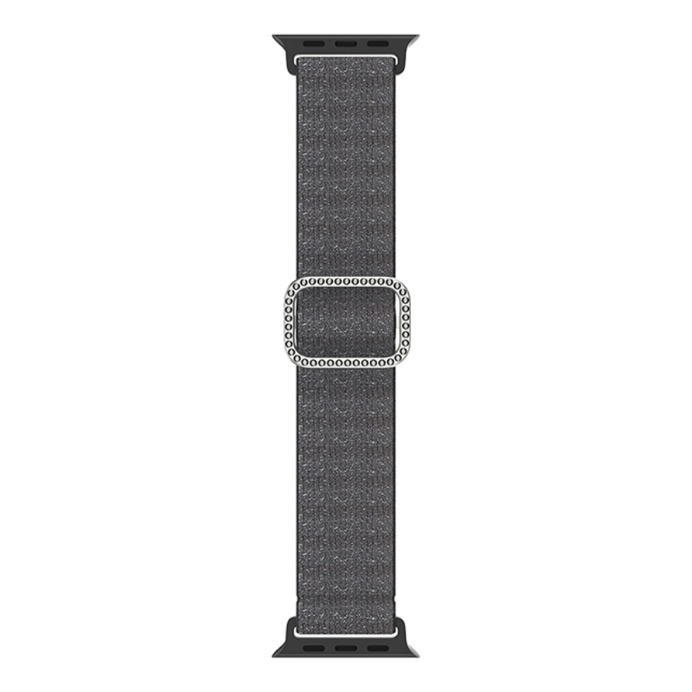 Dekor nejlon szíj Apple Watch Ultra/Ultra 2 49mm/SE/SE 2022/2023 44mm/9/8/7 45mm/6/5/4 44mm/3/2/1 42 mm-es Apple Watch Ultra/Ultra 2 órához - fekete színben