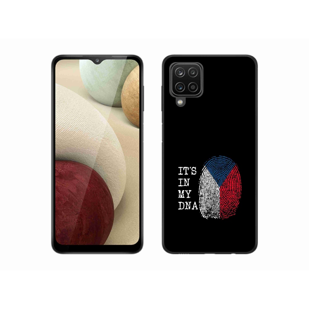 Zselés borítás mmCase Samsung Galaxy M12 - zászlós ujjlenyomat fekete háttérrel