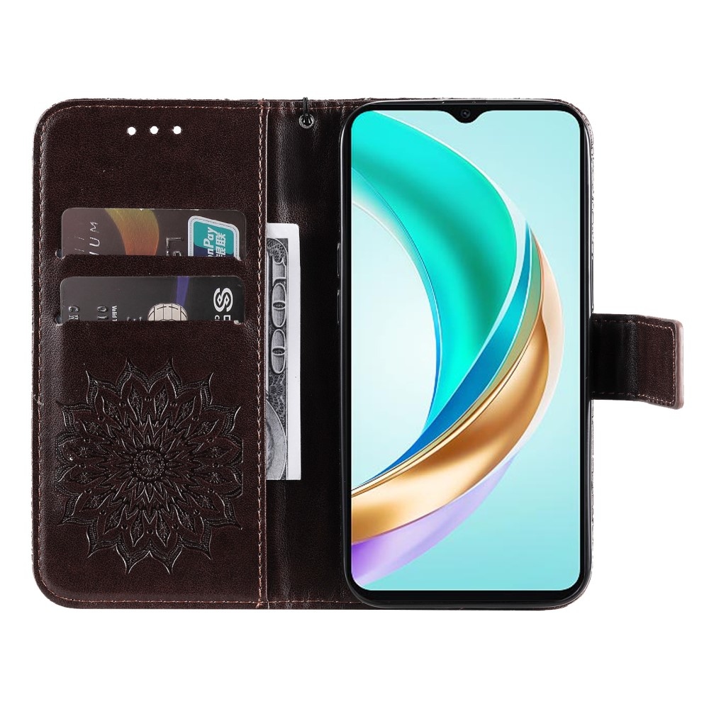 Napraforgó könyvtáska Honor X6b készülékhez - barna