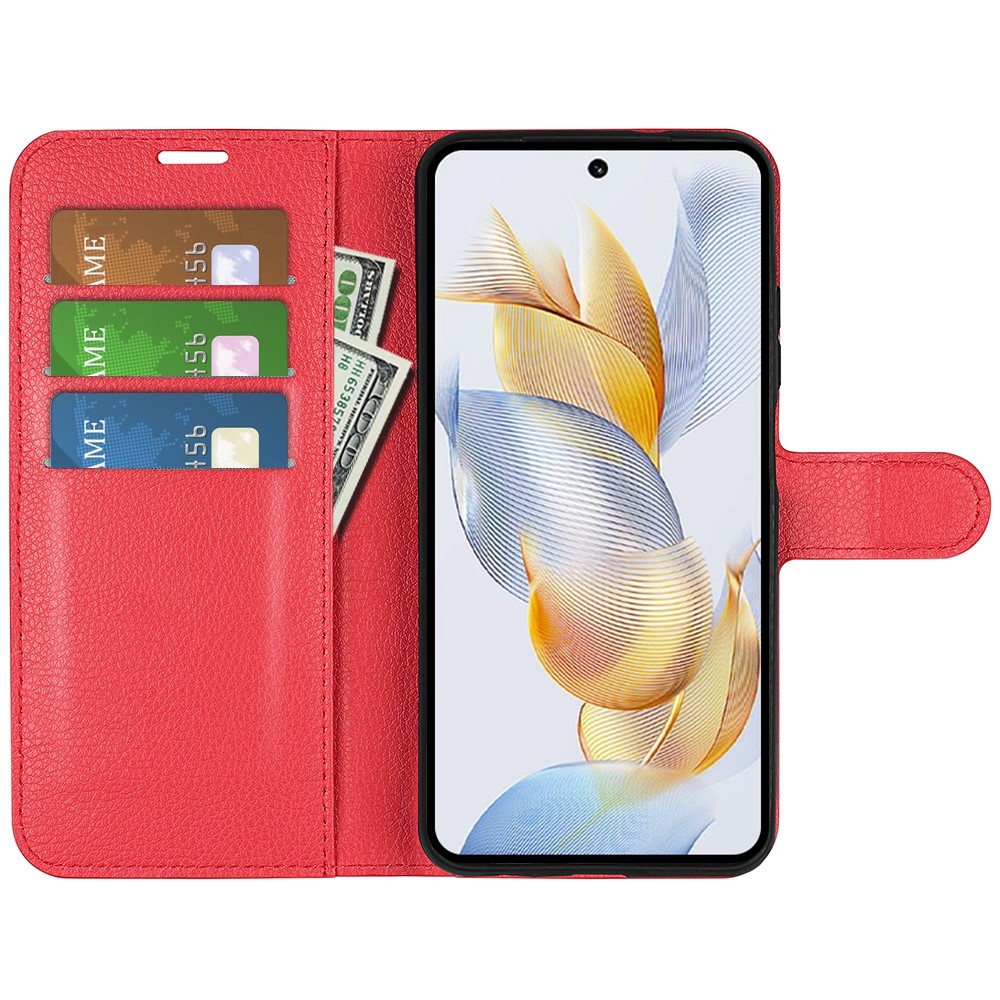 Litchi könyvtáska Honor 90-hez - piros