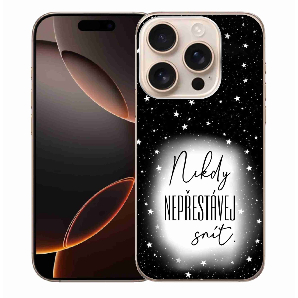 Gél borítás mmCase iPhone 16 Pro Max készülékhez - Idézet 1 fehér és fekete háttérrel