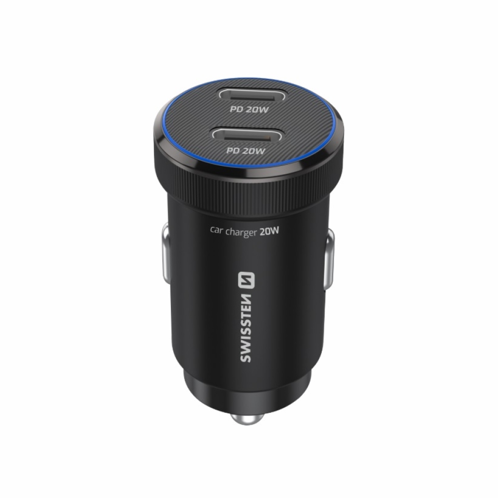 Swissten CL adapter 2x USB-C PD, 20W - fekete