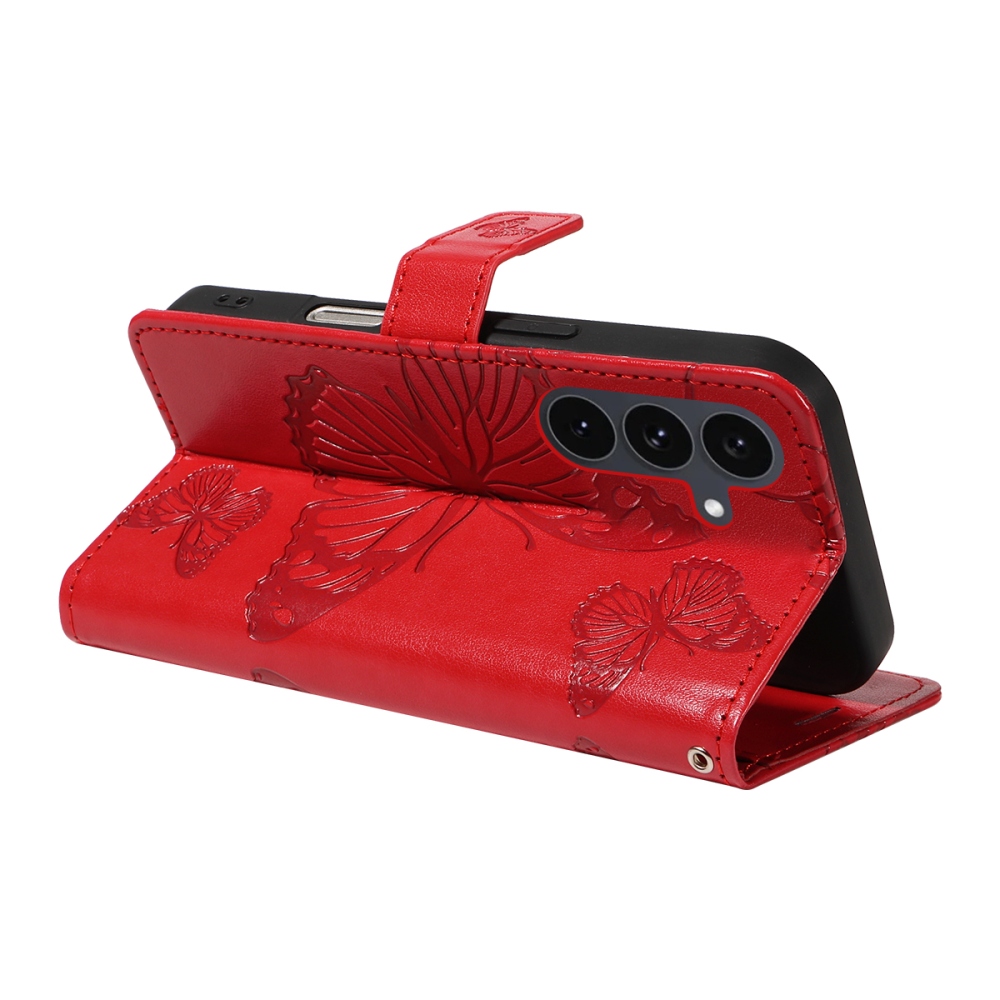 Nagy pillangó könyv tok Samsung Galaxy S25 FE készülékhez - piros