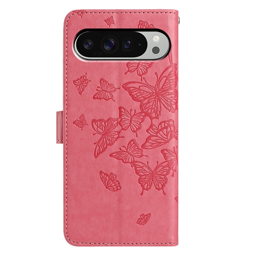 Virágos pillangó könyvtáska Google Pixel 10 Pro XL/Pixel 9 Pro XL - rózsaszínű