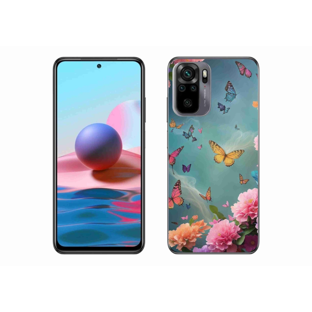 Gél borító mmCase a Xiaomi Redmi Note 10S-hez - színes virágok és pillangók