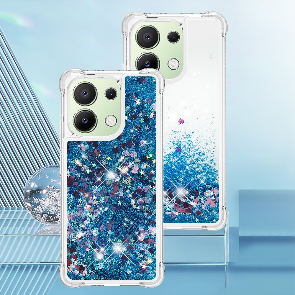 Glitter zselés homokóra tok Xiaomi Redmi Note 13-hoz - kék/szív