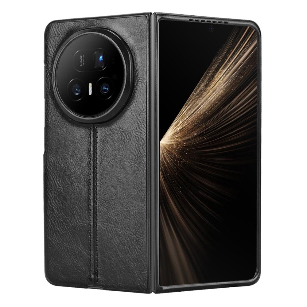 Stitchi műanyag tok műbőrrel borítva Honor Magic V5 készülékhez - fekete