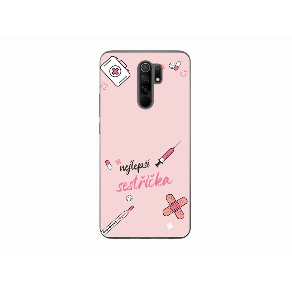 Gél borító mmCase a Xiaomi Redmi 9 - legjobb kishúg rózsaszín háttérrel