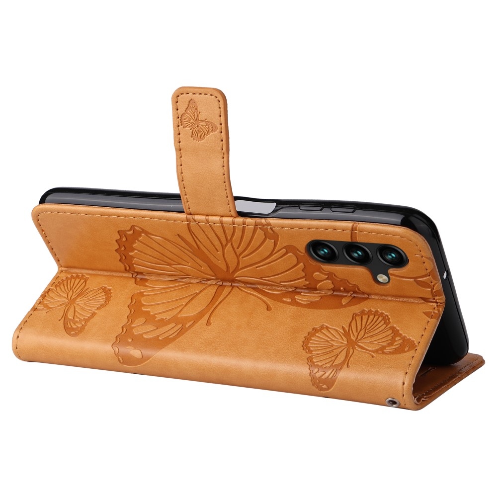 Nagy Buttefly könyv tok Samsung Galaxy A13 5G/A04s készülékhez - sárga