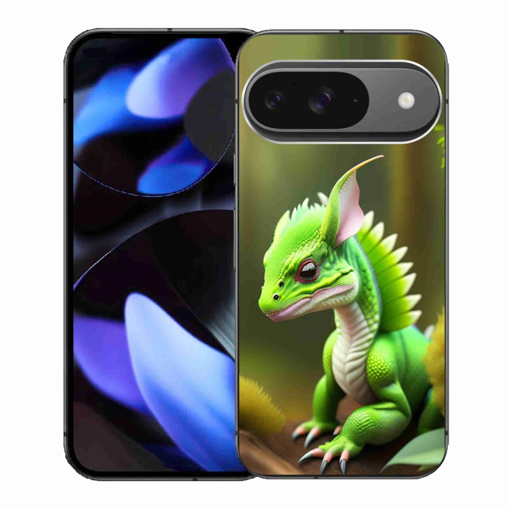 Zselés borítás mmCase a Google Pixel 9/9 Pro számára - zöld sárkány