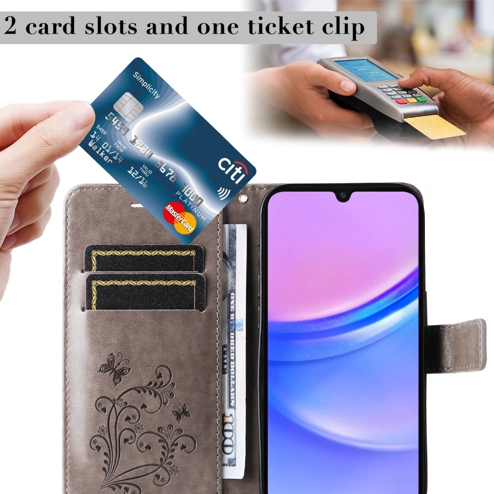 Nagy pillangó könyv tok Samsung Galaxy A16 4G/5G/A26 5G - szürke