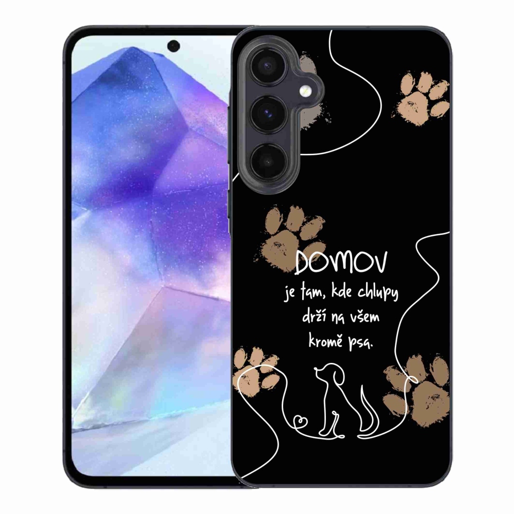 Gél borítás mmCase Samsung Galaxy A55 5G - kutya motívum fekete háttérrel