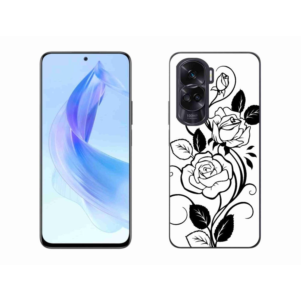 Zselés borítás mmCase a Honor 90 Lite-hoz - fekete és fehér rózsa