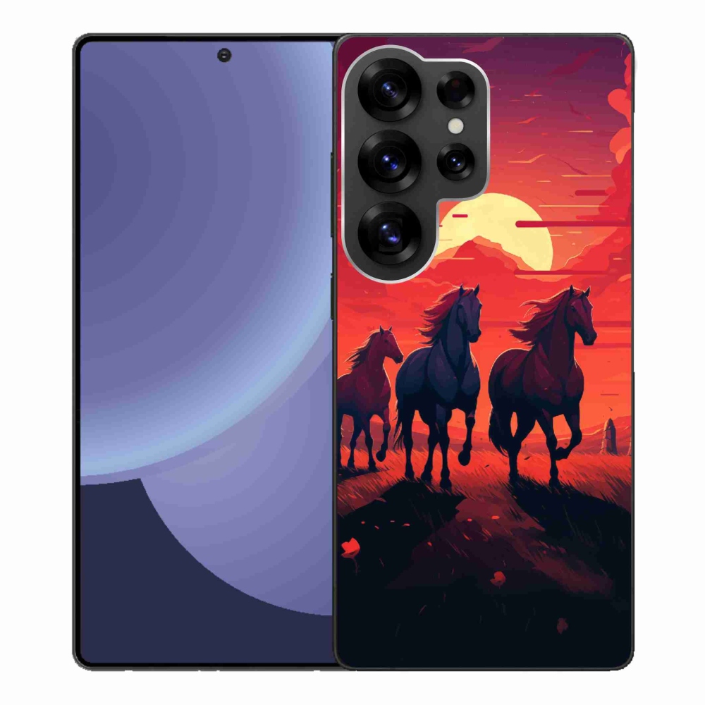 Gél borítás mmCase Samsung Galaxy S25 Ultra - lovak és naplemente