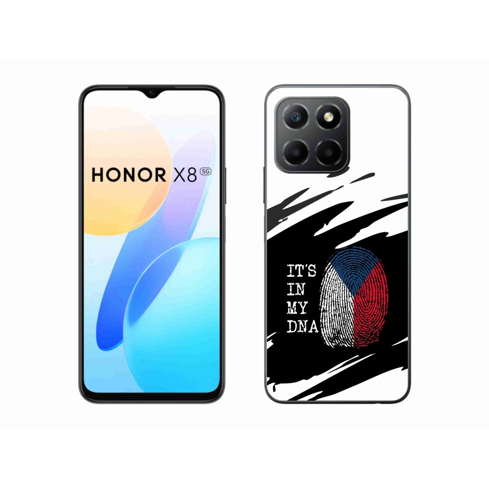 Gél borítás mmCase a Honor X8 5G/Honor 70 Lite 5G számára - Zászlós ujjlenyomat fekete és fehér háttérrel