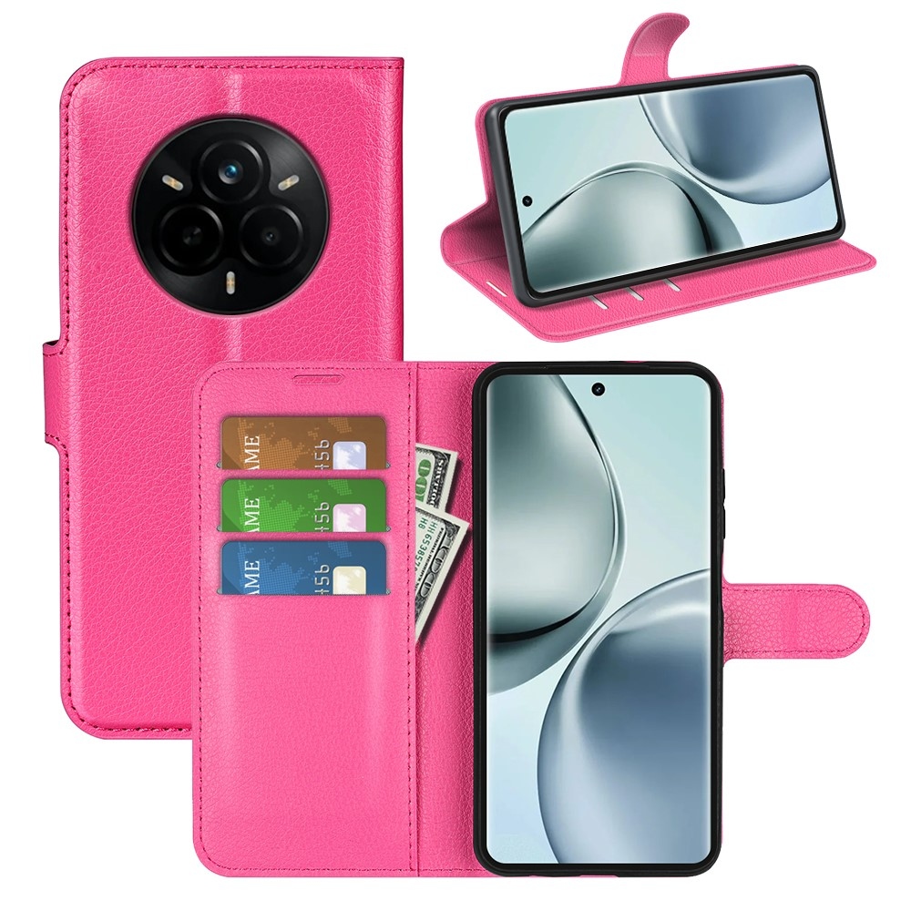 Litchi könyv tok a Realme 14 Pro 5G-hez - rózsaszínű