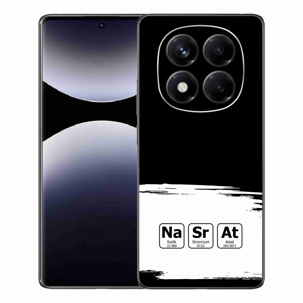 Gél borítás mmCase a Xiaomi Redmi Note 14 Pro számára - kémiai elemek fehér és fekete háttérrel