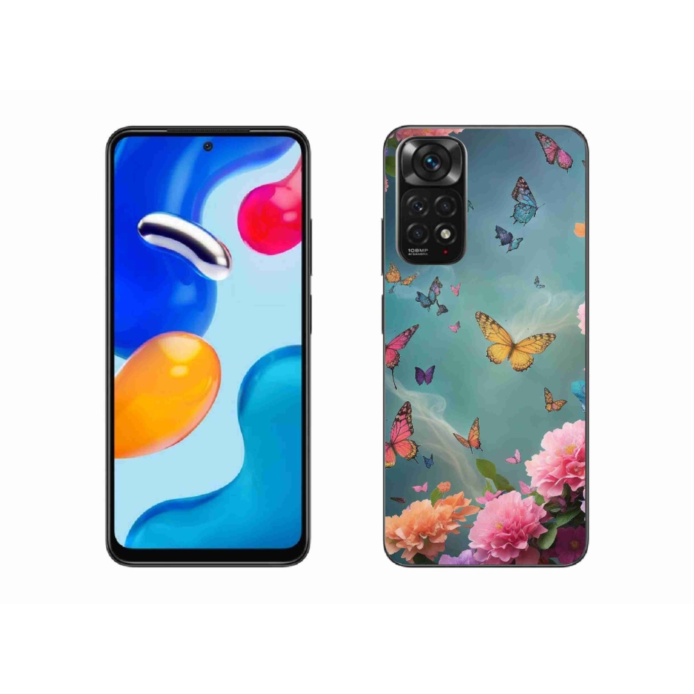 Gél borító mmCase a Xiaomi Redmi Note 11S 4G-hez - színes virágok és pillangók