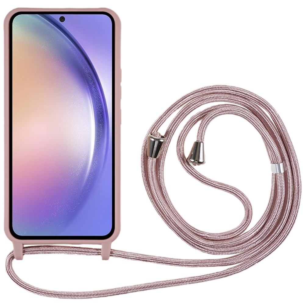 Zsinórral ellátott zselés táska Samsung Galaxy A36 5G - sötét rózsaszínű