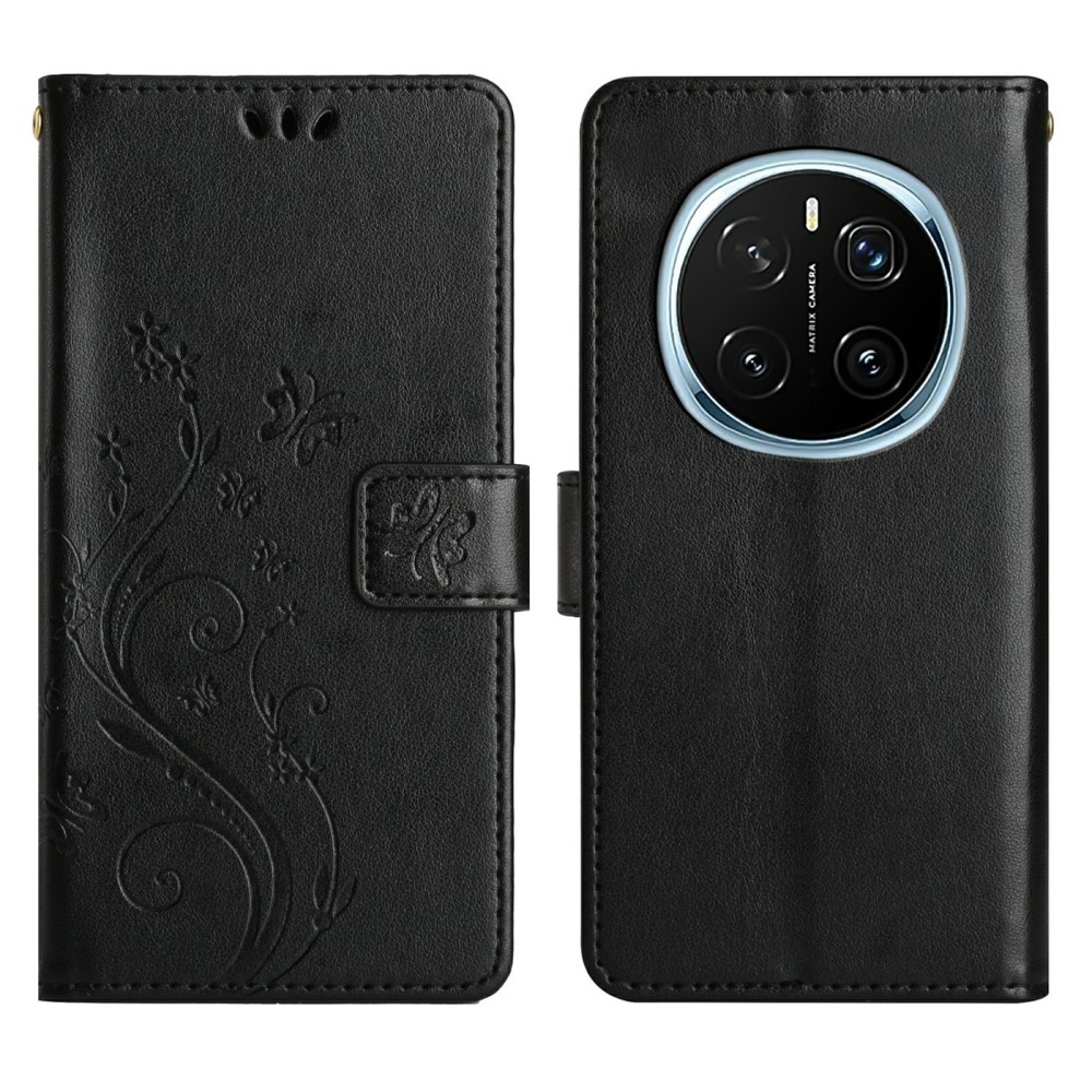 Virágok könyv tok a Honor Magic 7 Pro 5G számára - fekete