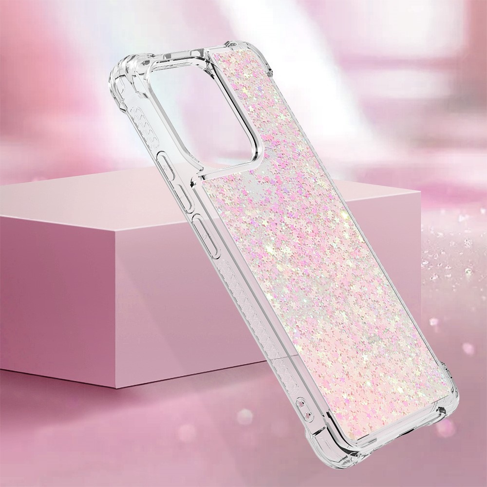Glitter zselés homokóra tok Xiaomi Redmi Note 13-hoz - rózsaszín/csillagok