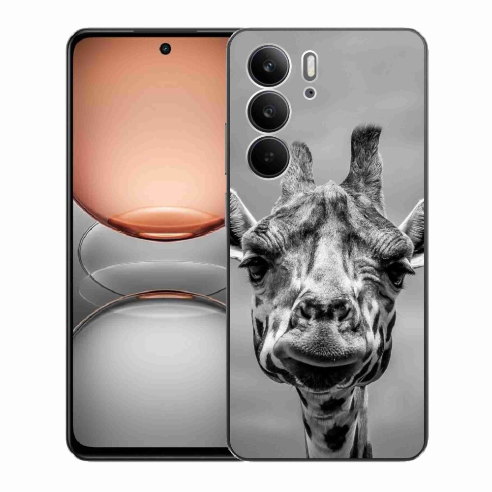 Zselés borítás mmCase a Realme C75 készülékhez - fekete-fehér zsiráf