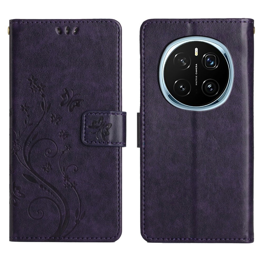 Virágok könyv tok Honor Magic 7 Pro 5G - sötét lila