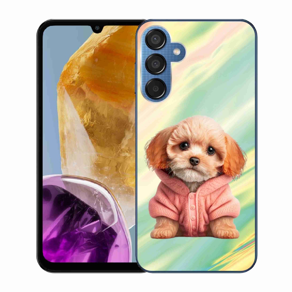 Gél borítás mmCase Samsung Galaxy M15 5G - pulóveres kiskutya Samsung Galaxy M15 5G-hez