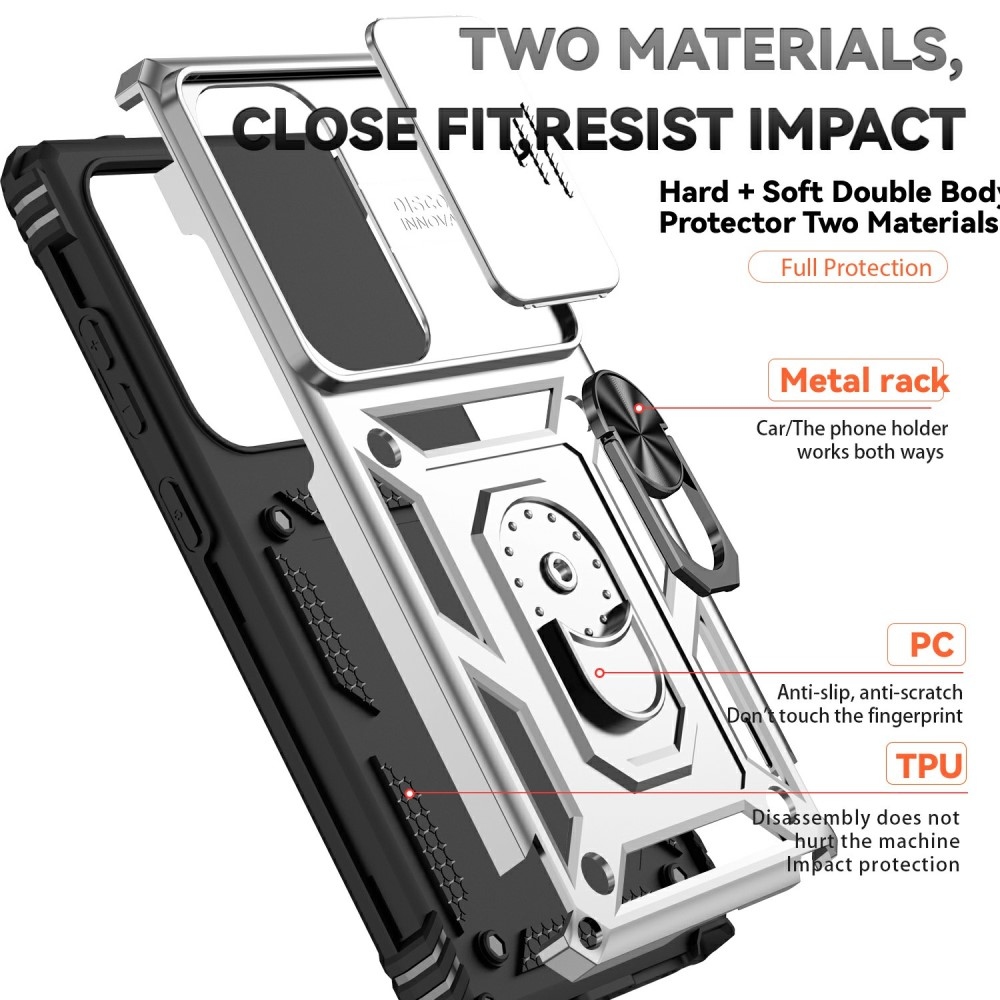 Gyűrűálló borítás Samsung Galaxy S25 Ultra készülékhez - ezüst