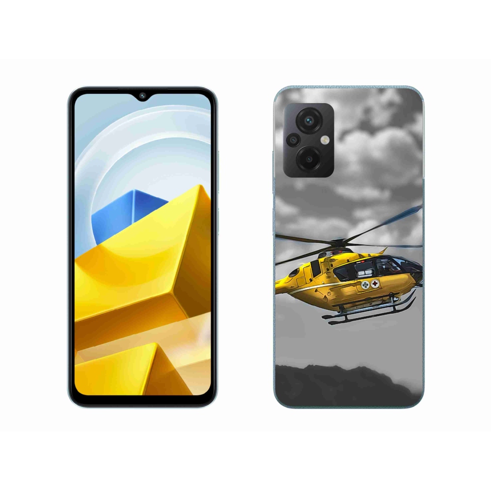 Gél borítás mmCase a Xiaomi Poco M5 4G készülékhez - sárga helikopter