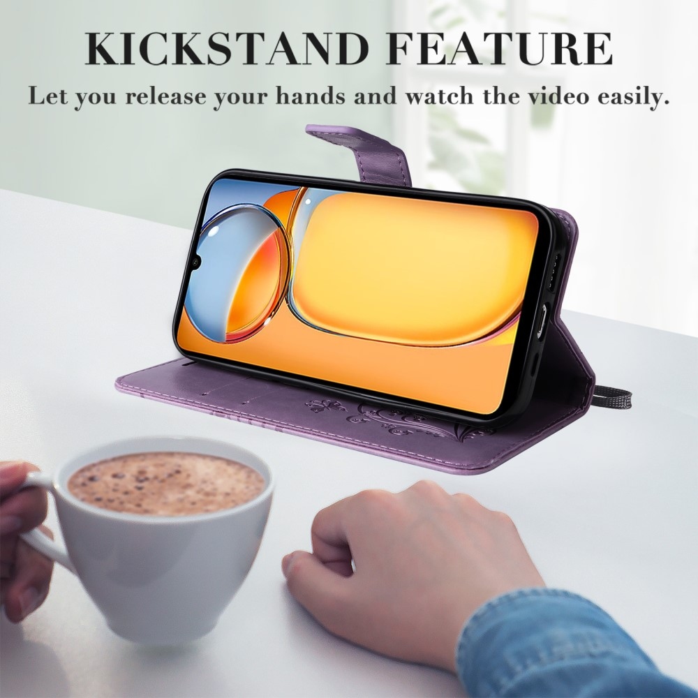 Nagy pillangó könyv tok Xiaomi Poco C65/Redmi 13C - lila